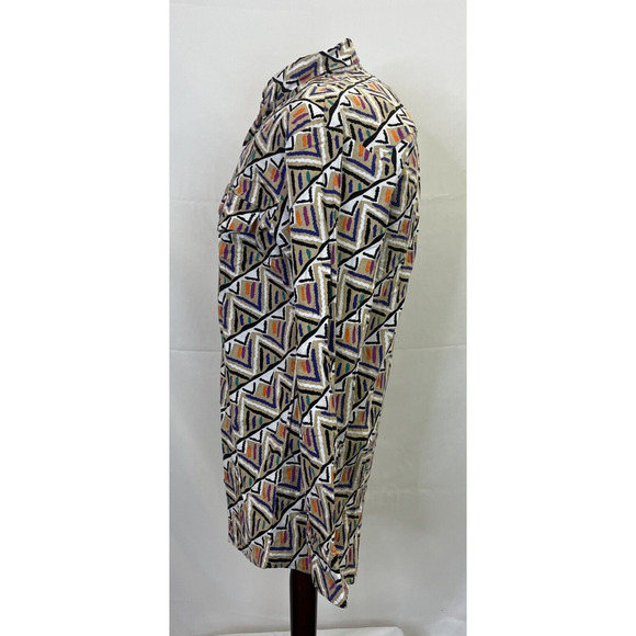 Vintage Lone Roo by Roper Western Shirt Long Sleeve Geometric Print FS Charity - Picture 2 of 12